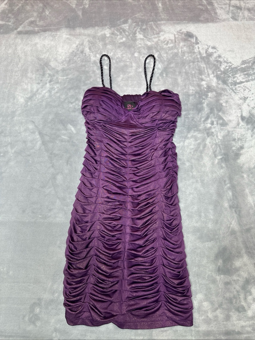 2B bebe Purple Ruched Spaghetti Strap Mini Dress XS
